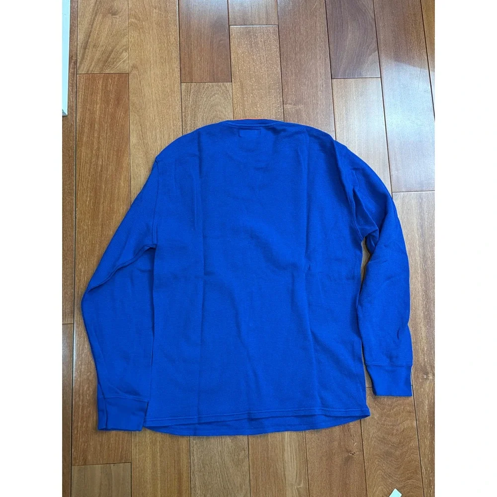 Polo Ralph‎ Lauren Thermal Shirt Mens Blue Orange Waffle Knit Long Sleeve Large